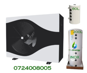 Pachet :Pompă de căldură 10 kW + Boiler din inox 200L + Puffer 80L