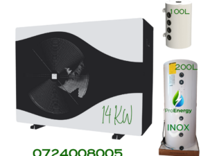 Pachet :Pompă de căldură 14kW + Boiler din inox 200L + Puffer 100L